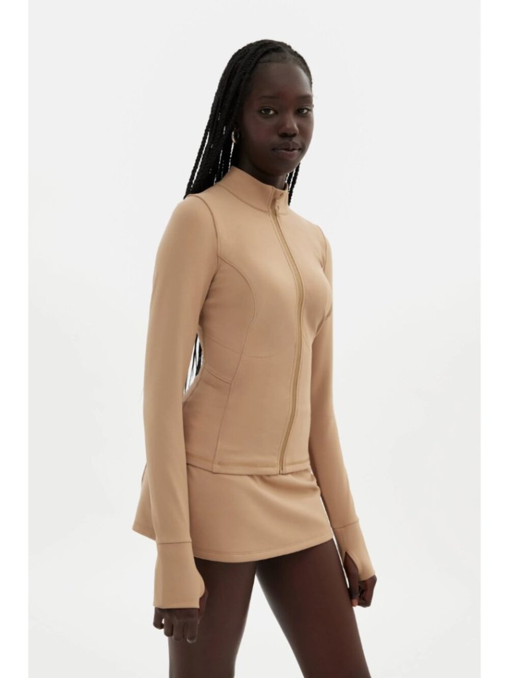 Girlfriend Collective Route Parker Seamed Jacket NWT Size Large Neutral Sporty